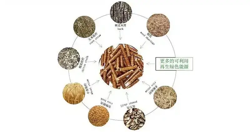 dažādi biomasas materiāli granulām