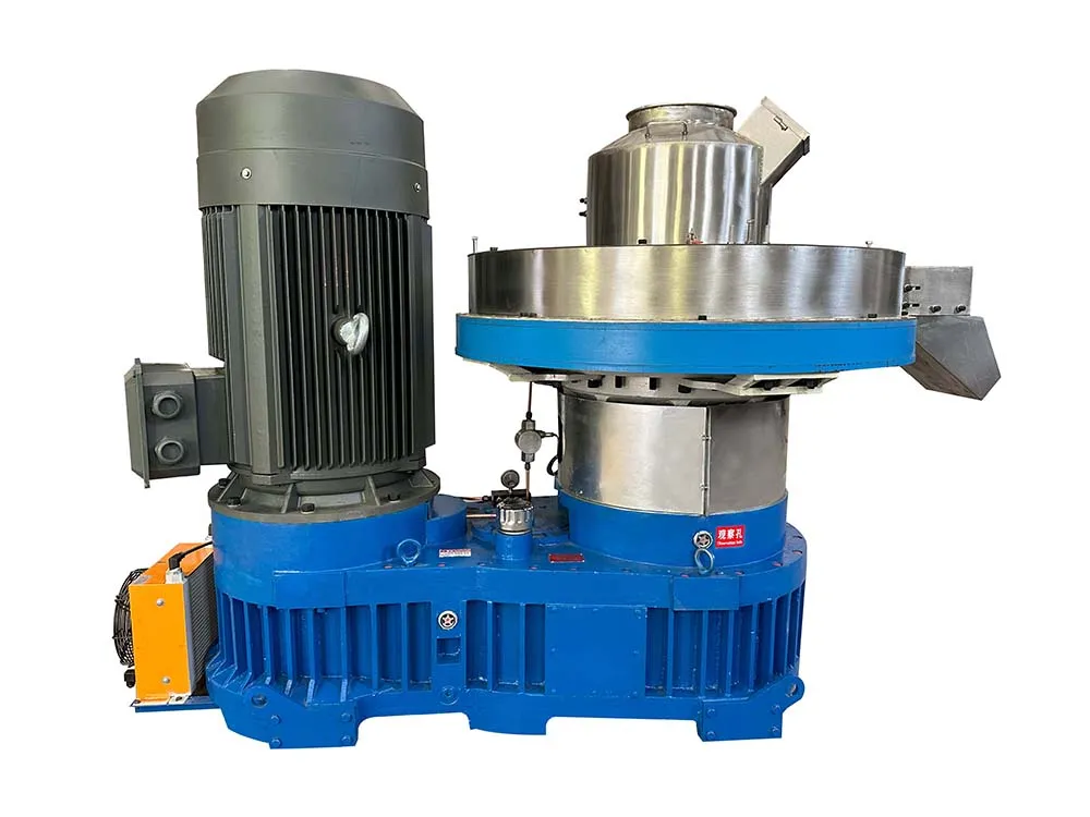 Vertical ring die biomass pellet machine for wood and agricultural waste