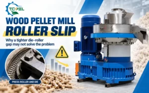 TCPEL wood pellet mill banner about roller slip and die–roller gap adjustment
