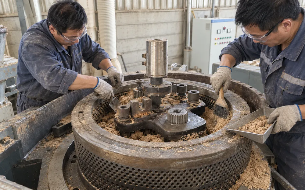 clean the ring die pellet room when stuck
